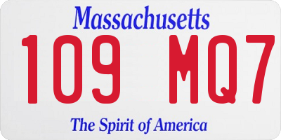 MA license plate 109MQ7