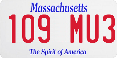 MA license plate 109MU3