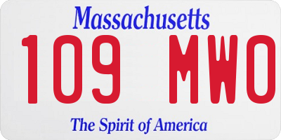 MA license plate 109MW0