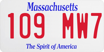 MA license plate 109MW7