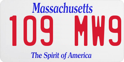 MA license plate 109MW9
