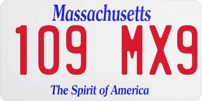 MA license plate 109MX9