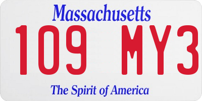 MA license plate 109MY3