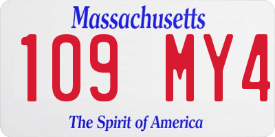 MA license plate 109MY4