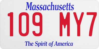 MA license plate 109MY7
