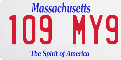 MA license plate 109MY9