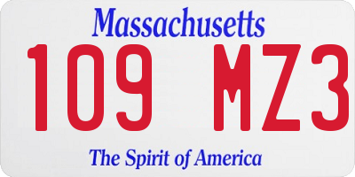 MA license plate 109MZ3