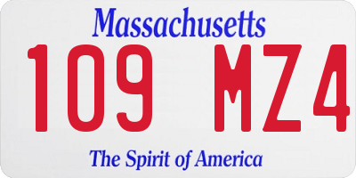 MA license plate 109MZ4