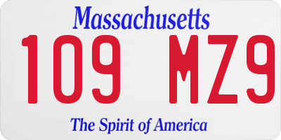 MA license plate 109MZ9