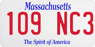 MA license plate 109NC3