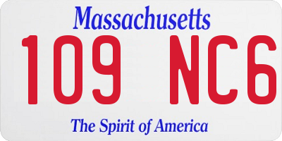 MA license plate 109NC6