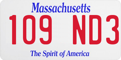 MA license plate 109ND3