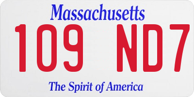 MA license plate 109ND7