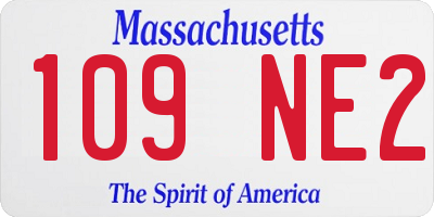 MA license plate 109NE2