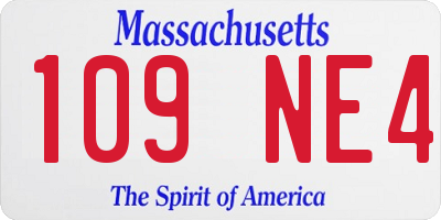 MA license plate 109NE4