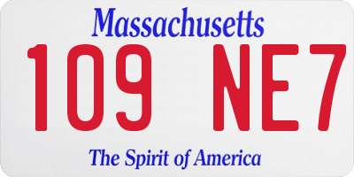 MA license plate 109NE7