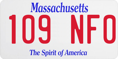 MA license plate 109NF0