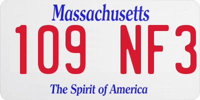 MA license plate 109NF3