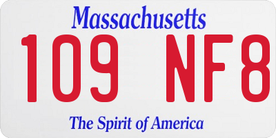 MA license plate 109NF8