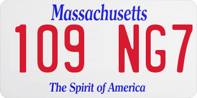 MA license plate 109NG7