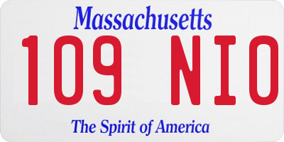 MA license plate 109NI0
