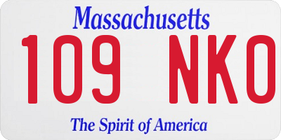 MA license plate 109NK0