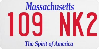 MA license plate 109NK2