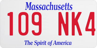 MA license plate 109NK4
