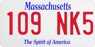MA license plate 109NK5