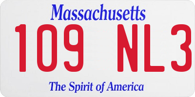 MA license plate 109NL3
