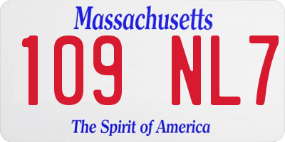 MA license plate 109NL7