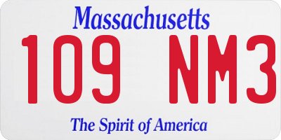 MA license plate 109NM3