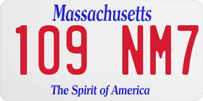 MA license plate 109NM7