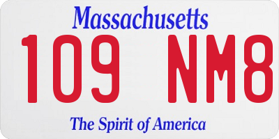 MA license plate 109NM8