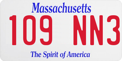 MA license plate 109NN3