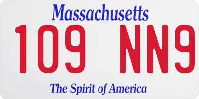 MA license plate 109NN9