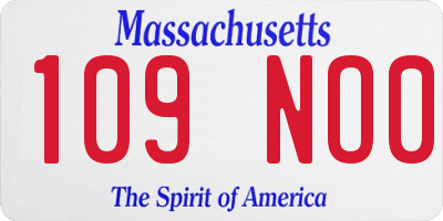 MA license plate 109NO0