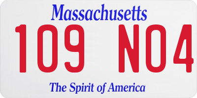 MA license plate 109NO4