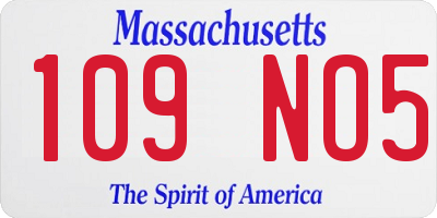 MA license plate 109NO5