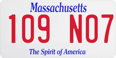 MA license plate 109NO7
