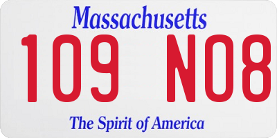 MA license plate 109NO8