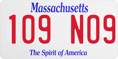 MA license plate 109NO9