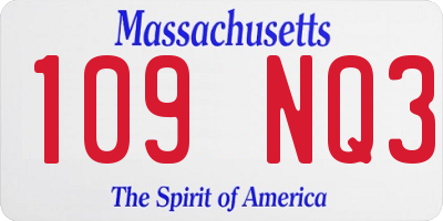 MA license plate 109NQ3
