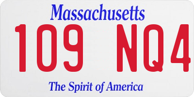 MA license plate 109NQ4