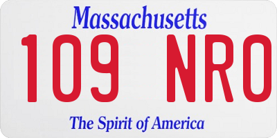MA license plate 109NR0