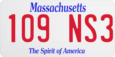 MA license plate 109NS3