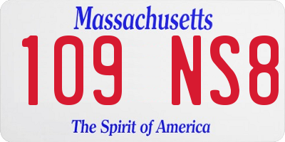 MA license plate 109NS8