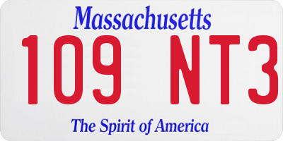 MA license plate 109NT3