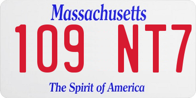 MA license plate 109NT7