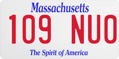 MA license plate 109NU0